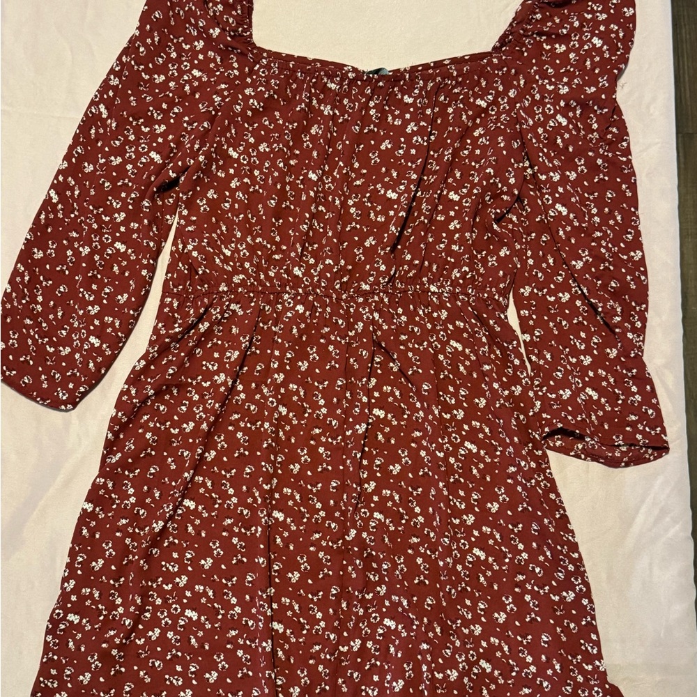 Floral Red Off-Shoulder Dress